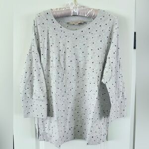 100% Cotton LOFT Sweater - Light Gray with Black Stars